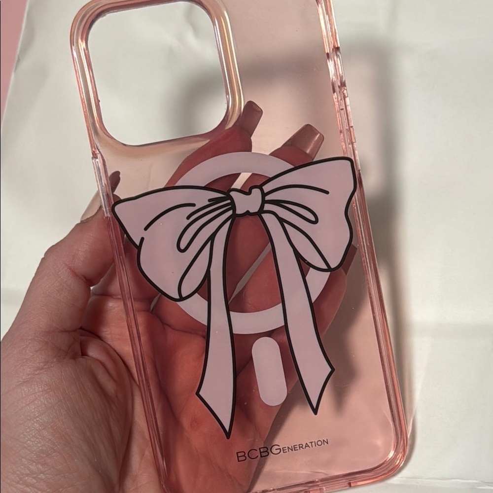 BCBGeneration Pink Phone Case with Bow Design
